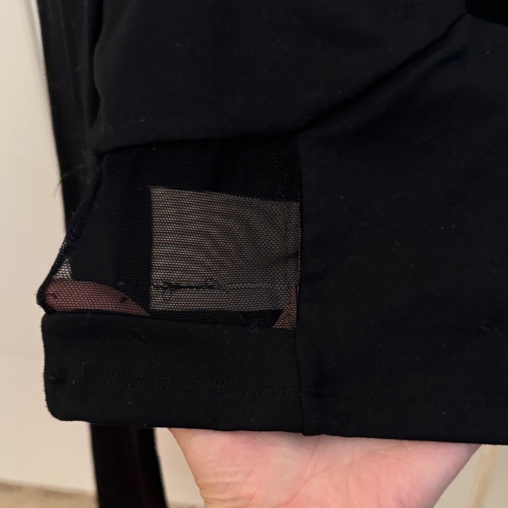 Susana Monaco Black Long Sleeve Square Neck Bodysuit with Mesh - Picture 6 of 7